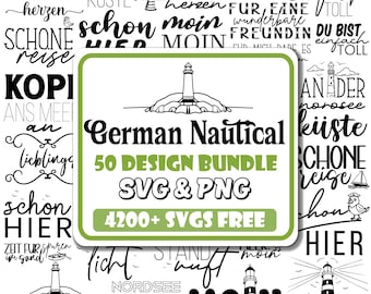 German Nautical SVG Bundle: Anker, Zitate, Flaggen, Wellen (Digitaler Download)