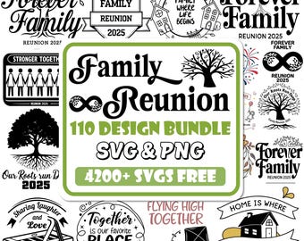 Paquete SVG de reunión familiar: diseños de camisetas, árboles y vacaciones (archivos Cricut)
