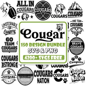 Cougar SVG Bundle: Mascot & Paw Designs (Digital Download)