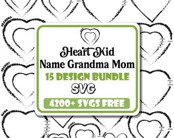 Herz Kind Name SVG Bundle: Personalisiertes Muttertagsdesign (Digitaler Download