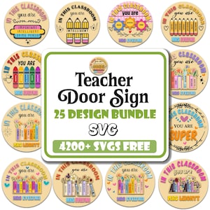 Teacher Door Sign SVG Bundle | Classroom Decor (Digital Download)