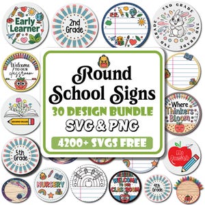 Round School Signs SVG Bundle: Teacher Name, Welcome Sign (Digital Download)