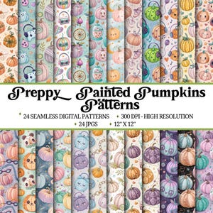 Preppy Pumpkin Patterns Bundle: Autumn Crafting, Scrapbooking (PDF Pattern)