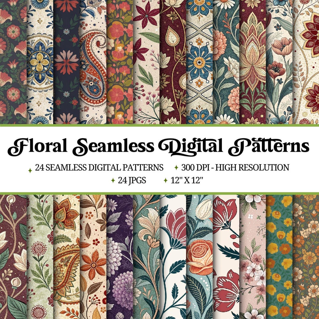 Floral Seamless Digital Paper | Junk Journal, Scrapbooking (digital ...
