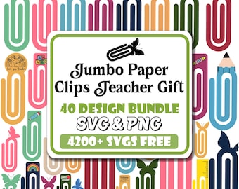 Jumbo Paper Clips SVG Bundle | Teacher Gift, School Desk Accessories (Digital Download)