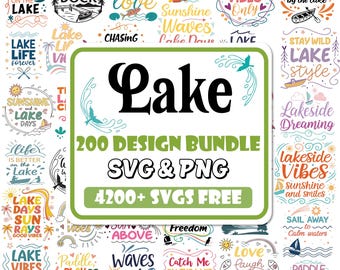 Paquete de archivos SVG de lagos: Diseños para acampar y pescar en familia (Descarga digital)