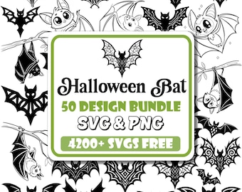 Halloween Fledermaus SVG Bundle: Gruselige Silhouette Designs (Digitaler Download)