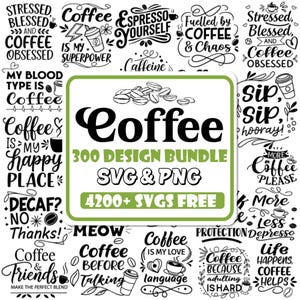 Coffee SVG Bundle: Funny Quotes, Mugs, Shirts (Digital Download)