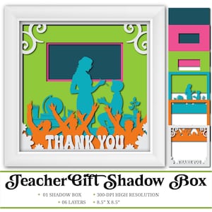 Teacher Gift Shadow Box SVG Bundle |Housewarming Gift Svg |Teacher Name Shadow Box Svg |Teacher Appreciation Svg |Handmade Teacher Gifts Svg