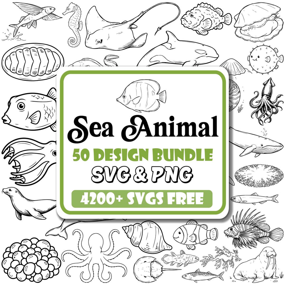 Sea Animals SVG Bundle |seashell and Fish Svg |tropical Fish Svg |deep ...