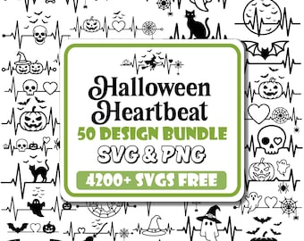 Halloween Herzschlag SVG Bundle | Spinne, Kürbis, Fledermäuse (Digitaler Download)
