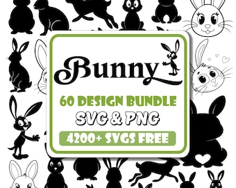 Bunny SVG Bundle: Easter Rabbit Silhouette Designs (Digital Download)