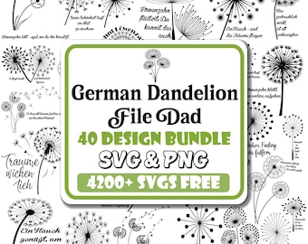 German Dandelion SVG Bundle: Inspirational Quotes, Sayings (Digital Download)