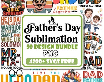Paquete PNG del Día del Padre: Frases para papá, diseños de sublimación (descarga digital)