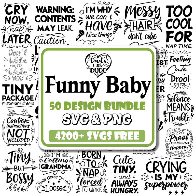 Funny Baby Quotes SVG Bundle: Onesie & Nursery Decor (digital Download ...