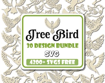 Ensemble SVG arbre oiseau découpé au laser | Svg ornement d'arbre | Svg décoration d'intérieur | Svg oiseau volant | Svg ornements d'oiseau | Svg décoration oiseau | Svg ornement suspendu