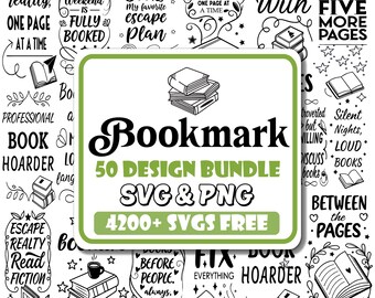 Bookmark SVG Bundle: 50 Designs, Ready (Digital Download)