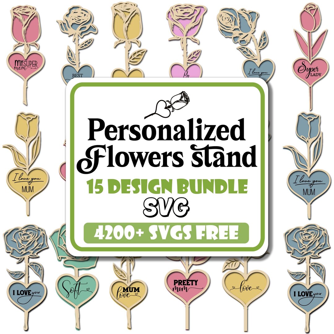 Laser Cut Flower Stand SVG Bundle | Mother's Day Gift (digital Download ...
