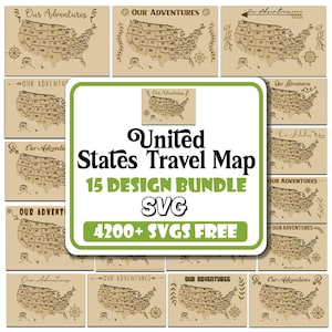 United States Travel Map Laser Cut SVG Bundle |American Map Svg |US Map Engraving |States Path Map |USA Map Wall Art Svg |Blank Usa Map Svg