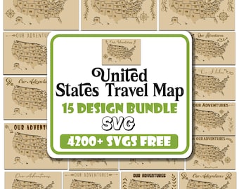 United States Travel Map Laser Cut SVG Bundle: DIY Wall Art (Digital Download)