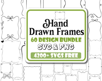 Hand Drawn Frames SVG Bundle: Vintage Sketch Borders (Digital Download
