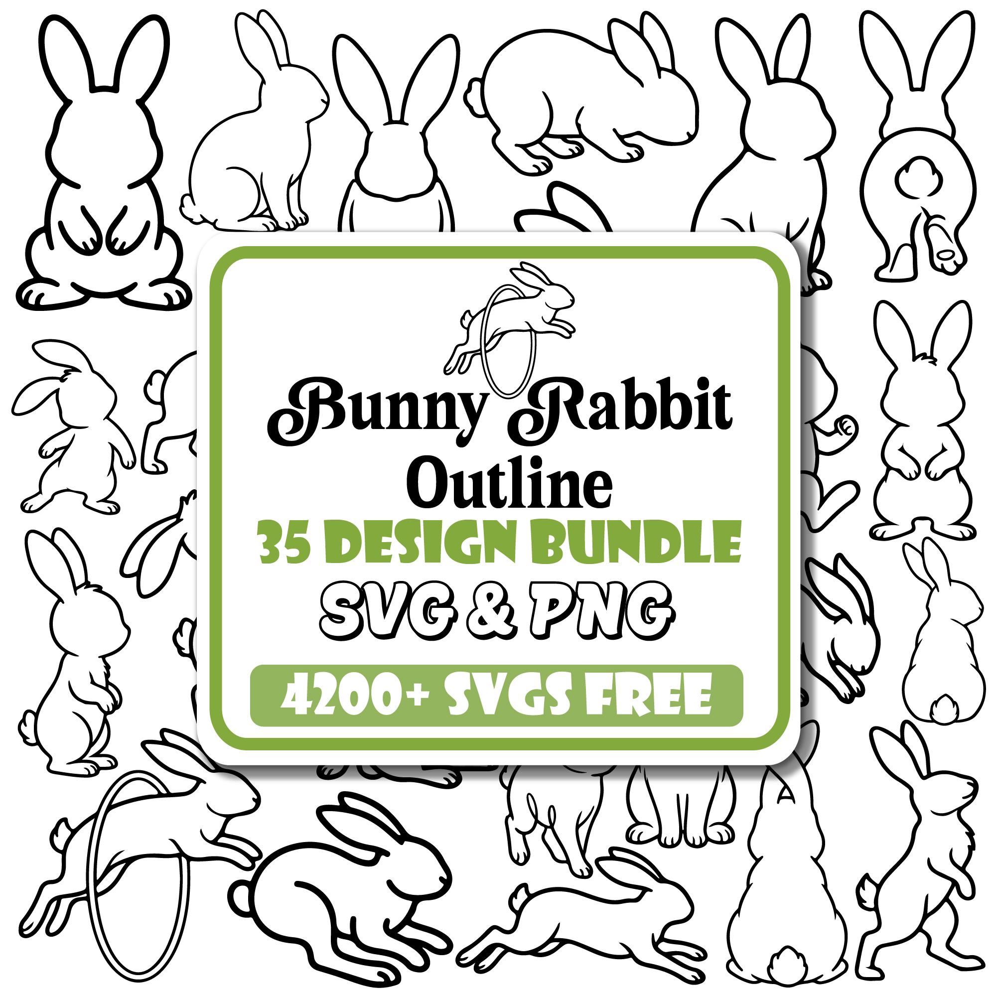 Bunny Rabbit Outline SVG Bundle |happy Easter Svg |cute Bunny Svg ...