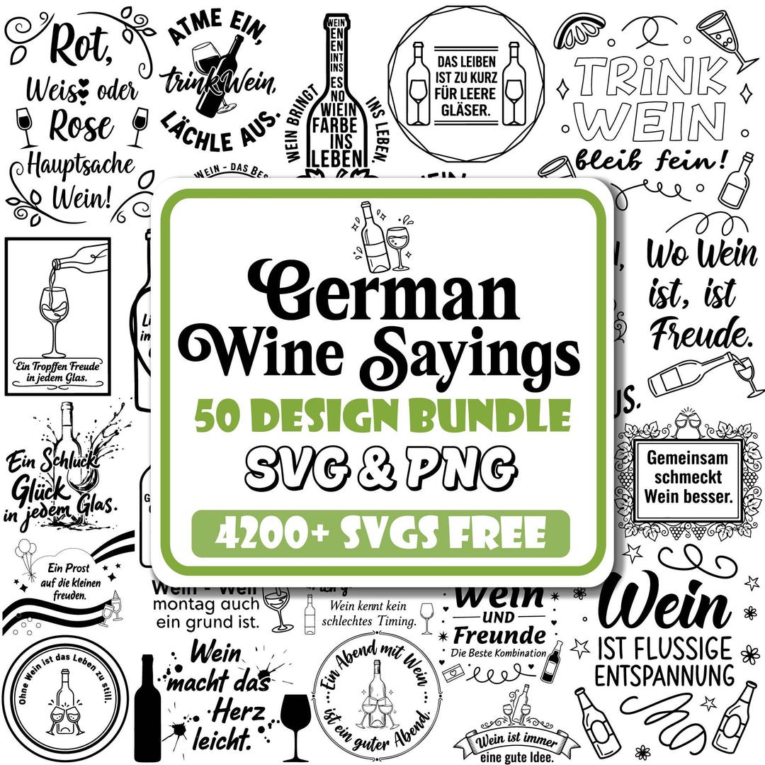German Wine Sayings SVG Bundle: Funny Drinking Quotes (digital Download ...