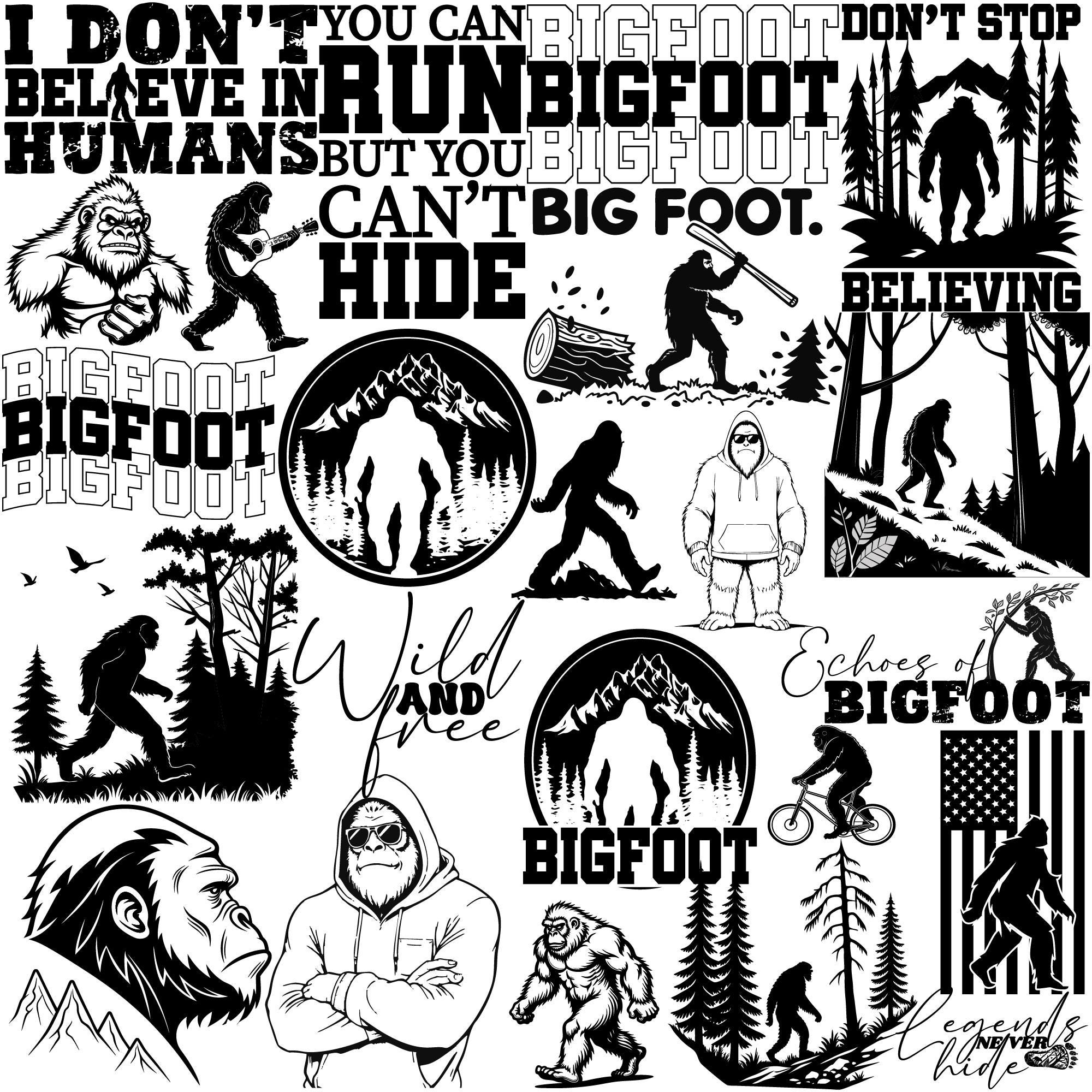 Bigfoot SVG Bundle: Sasquatch Sign, Camping & Hunting Designs (digital ...