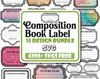 Composition Book Label SVG Bundle | School Notebook Labels (Digital Download)