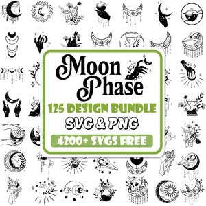 Moon Phase Svg Bundle | Its Just a Phase Svg | Crescent Moon Svg | Moon Phase Png | Celestial Svg | Moon Svg | Mystical Svg | Witchy Svg