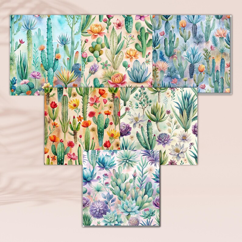 Simplicity Cactus Pattern Cactus Seamless Patterns: Printable Crafting Paper (digital Download ...