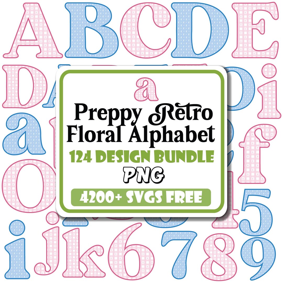 Retro Floral Alphabet PNG Bundle | Preppy Pastel Letters - Etsy