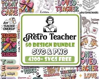 Retro Teacher SVG Bundle | School Quote Designs (Digital Download)