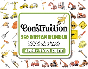 Paquete de imágenes prediseñadas SVG de vehículos de construcción / Excavadora (Descarga digital)