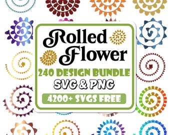 Gerollte Blumensvp Bundle | 3D Blumen Muster | Gerollte Blumen Vorlage | Papierblumen-Svg-Schnitt-Datei | SVG-Dateien für Cricut | Digitales Papier