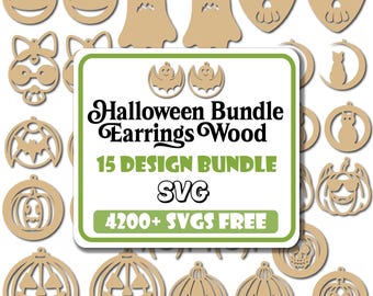 Lot de boucles d'oreilles Halloween découpées au laser en SVG : motifs effrayants et automnaux (téléchargement numérique)