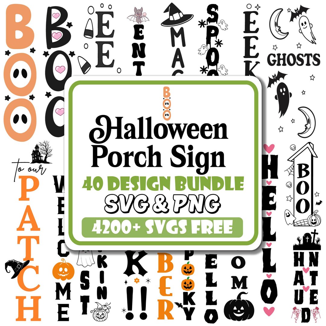 Halloween Porch Sign SVG Bundle: Spooky Season Decor (digital Download ...