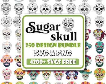 Sugar Skull SVG Bundle | Floral Clipart, Dia De Los Muertos (Digital Download)