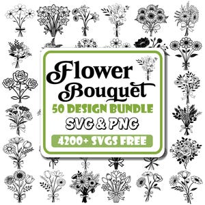 Blumenstrauß-Svg-Bundle | Süßer Blumenstrauß SVG | Wildblumen Strauß SVG | Feldpflanze Hochzeit | Minimalistischer Strauß SVG |