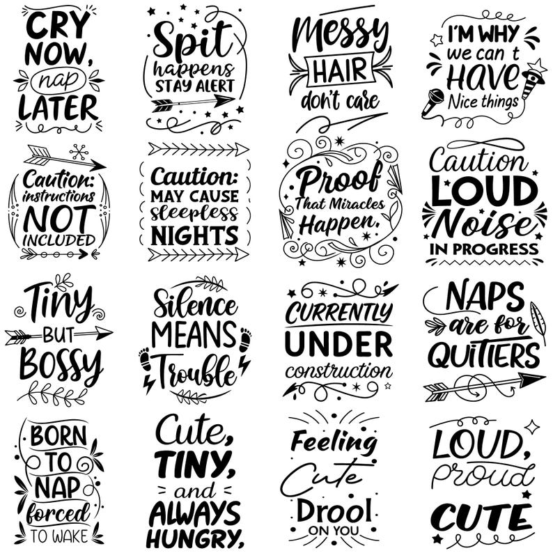 Funny Baby Quotes SVG Bundle: Onesie & Nursery Decor (digital Download ...