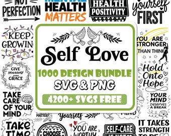 Self Love SVG Bundle: Mental Health, Positive & Inspirational Quotes (Digital Download)