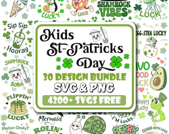 Kids St Patricks Day SVG Bundle: Retro Clover Designs (Digital Download)