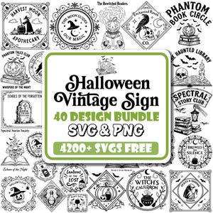 Halloween Vintage Sign SVG Bundle: Spooky Retro Decor (Digital Download)