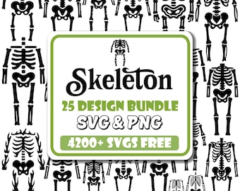 Skelett SVG Bundle | Halloween Silhouette, Knochen (Digital Download)
