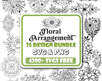 Blumenarrangement SVG-Bundle | Niedliche Blumen SVG |Blumenstrauß SVG |Garten Blumen SVG | Frühlingshaftes geblümt