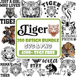 Tiger SVG Bundle: Mascot, Face, Paw Designs (Digital Download)