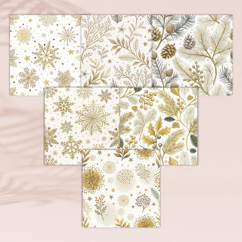 Gold Christmas Seamless Pattern | Holiday Digital Paper (PDF) - Etsy ...