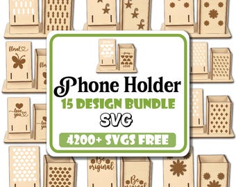 Laser Cut Phone Holder SVG Bundle: Stylish Device Stand Designs (Digital Download