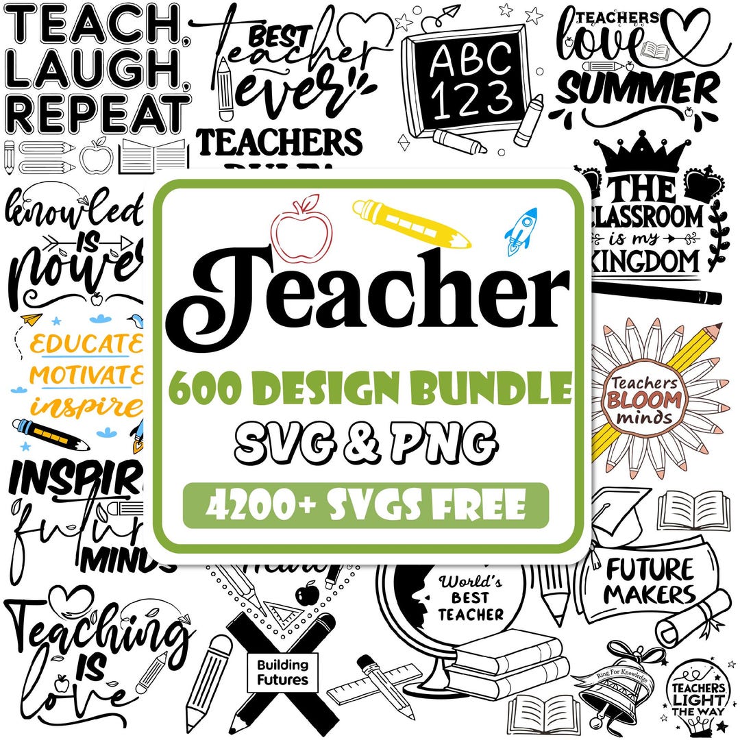 Teacher SVG Bundle: School Designs for Cricut & Silhouette (digital ...