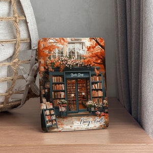 Nuova custodia Kindle 2024, design Vintage Bookshop, Paperwhite 11th 6.8, Kindle Oasis, Colorsoft, custodia Kobo, nome personalizzato, accensione/spegnimento automatici